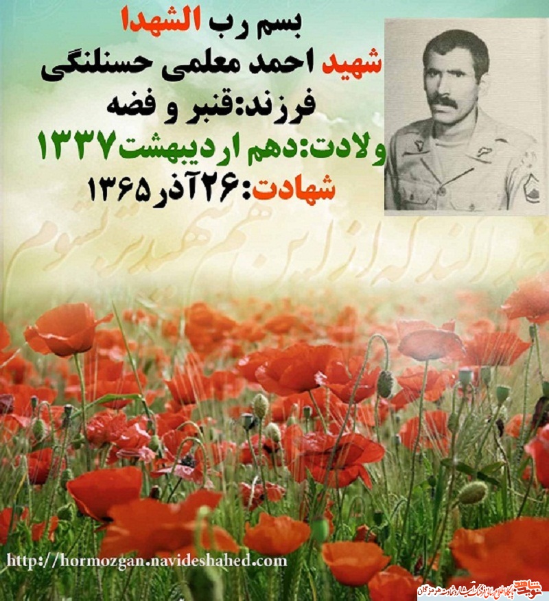 زندگینامه شهید احمد معلمی حسنلنگی به مناسبت سالروز تولد