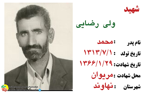 زندگینامه بسیجی شهید ولی رضائی