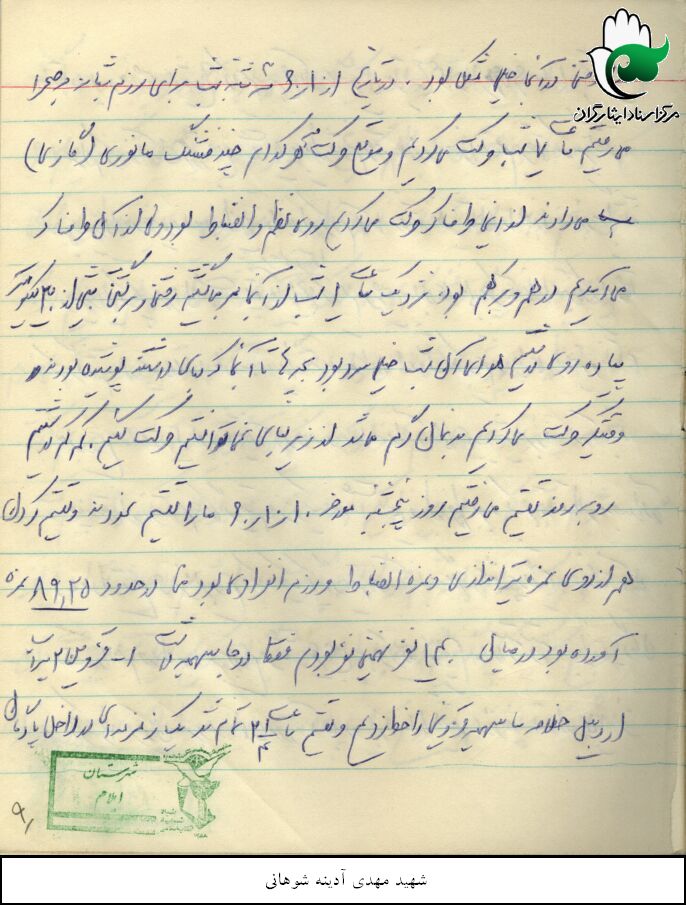 خاطرات دوران دفاع مقدس شهید سید علی نور آدینه